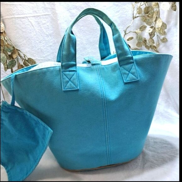 Hermès Blue Atoll Tote with Canvas Pouch Pristine Condition Paladium Hardware - Picture 1 of 17